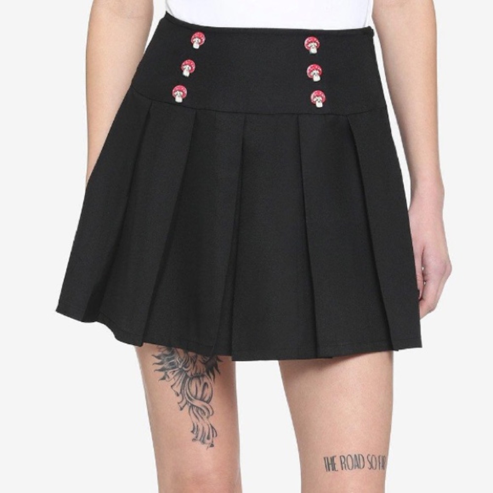 Hot Topic Black Mushroom Buttonโ Sailor Skirt Cottagecore